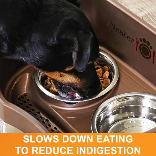 Neater Pet Brands Stainless Steel Slow Feed Dog Bowl for Fast Eating Large Breed, Metal Slow Feeder Dog Bowl Fits in Large Neater Feeders, for Puppy or Dogs (>40 lbs), 3 Cup Food Capacity - size: 3 Cup - Standard