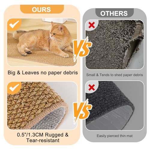 Uross Thickened Cat Wall Climbing Carpet 6.6 FT x 16" - Extra Long Cat Scratch Wall Pad, Cat Scratching Carpet Rug Wall Mounted Scratcher Couch Sofa Protector- Brown - color: Brown