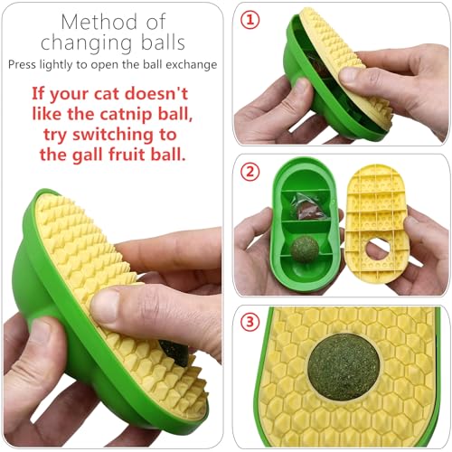 miwoowim 2PK Wall-Mounted Catnip Groomer Balls with Corner Scratcher - color: green