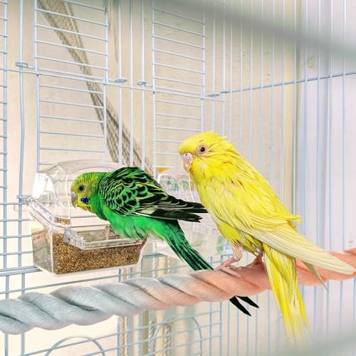 M METERXITY 2-Pack Rope Perches for Bird Cages, 31.5 in Length Comfort Grip Flexible Rope Perch Beak & Paw Grinding for Parrots/Cockatiels/Parakeets, Bird Platform Sand [Pink Blue] - color: Pink Blue, size: 31.5 in