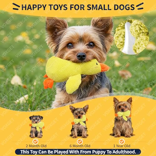 Duck Dog Toy, Plush Calming Companion with Quack, Crinkle & Squeak - size: S - 9" x 6"