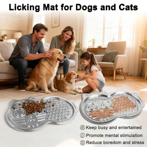 Vivifying Stainless Steel Lick Mat for Dogs, 2 Pack Calming Lick Pads