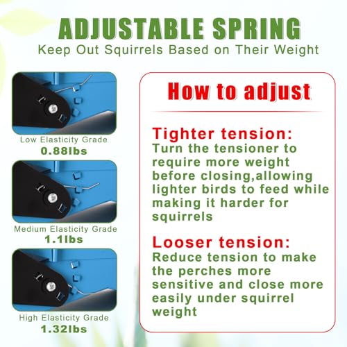 Gbekery Squirrel Proof Bird Feeders, 5LB Capacity, Weight-Activated, Blue - color: Blue