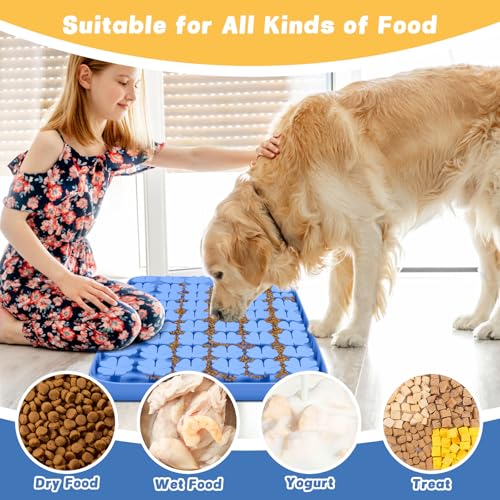 Silicone Snuffle Mat for Dogs 23.6"x 15.7" Large Slow Feeder Mat, Blue - color: Blue:23.6"x15.7"