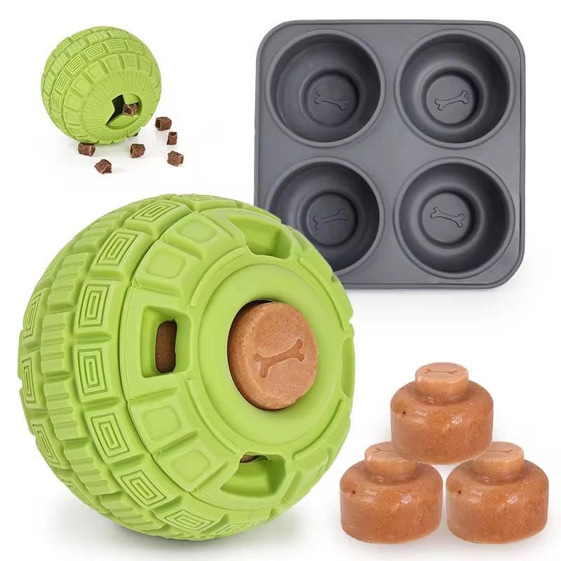 Play Plus Frozen Treat Dispensing Dog Toy - Interactive Dog Toys to Keep Your Pup Busy and Distracted - Freezable Fillable Rubber, Reduces Anxiety, Easy to Clean, Perfect for Seniors (Green) - color: Green