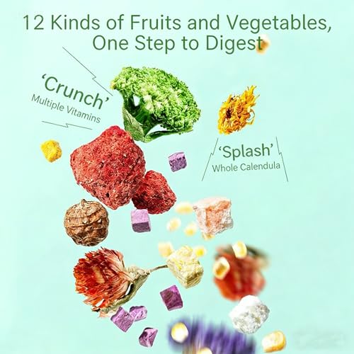 Hamster Food, Bunny Food Freeze-Dried Fruit and Vegetable Salad,Rabbit and Hamster Chew Treats Resealable Jar for Hamsters Bunny Guinea Pigs Groundhogs Natural Fiber Vitamin Snacks, 3.88oz