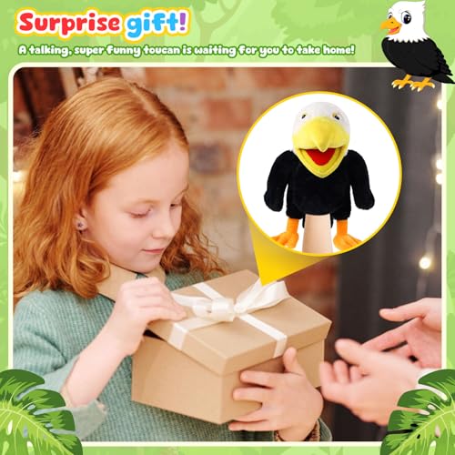 Animal Hand Puppets 11 Inch Bird Plush Toucan Owl Eagle Parrot Flamingo Peacock Puppet Toys Role-Play Puppets for Kids Storytelling Imaginative Pretend Play Teaching Preschool(Eagle) - style: Eagle