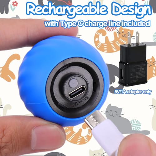 2PCS Interactive Cat Toy Ball, Rechargeable Cat Toys for Indoor Cats - color: blue+orange