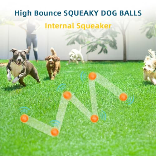SHARLOVY 3'' Squeaky Balls for Small Dogs, 4 Spiky Dog Balls for Teething - size: Medium Set of 4