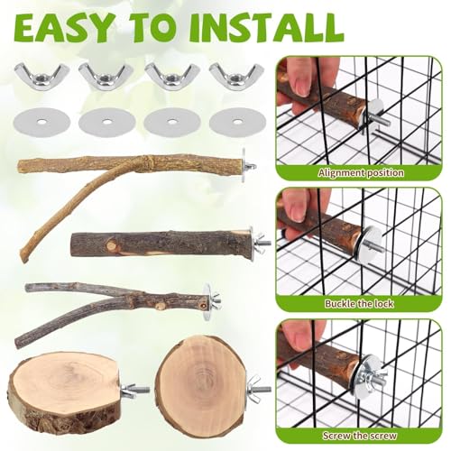 12 Pcs Natural Wood Bird Perch Stand & Platform Set for Cages - size: Deluxe Playground Set - 12PCS