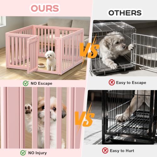 Dog Playpen Indoor,Puppy Playpen,Pink 23.6" H,8 Panels - color: pink, size: 23.6 inch Height