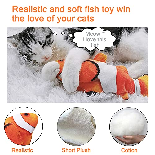 Tocirelo Cat Toy Flopping Fish - Interactive Cat Toy for Indoor Bored Cats - color: Clownfish