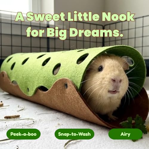 2Pack Guinea Pig Tunnel and Tube, Washable Felt Hideout, Green&Gray - color: Green&Grey