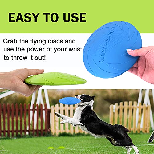 XIGOU Dog Flying Disc, 2 Pack Dog Flyer Toys, Soft Rubber Interactive Lightweight Flying Disc Dog Toy for Small Large Dogs - Floats in Water & Safe on Teeth, 7.2 inch. - color: Blue & Green