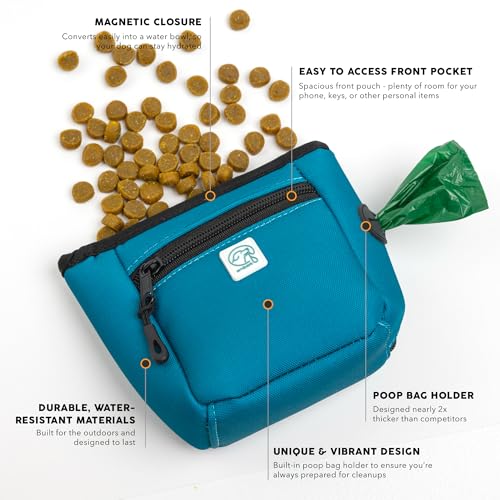 Embark Dog Treat Pouch - Waterproof Training Bag & Portable Water Bowl - color: Teal