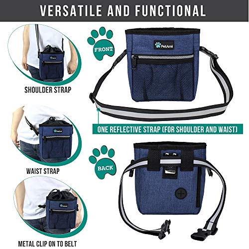 PetAmi Hands Free Dog Treat Pouch for Training and Walking, Navy - color: Heather Navy