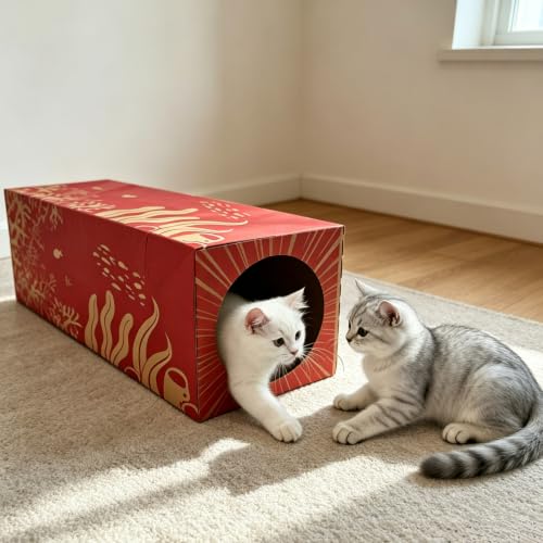 Cat Kraft Paper Tunnel Bag Toy Hide & Seek (Foldable Tunnel) - color: Foldable Tunnel