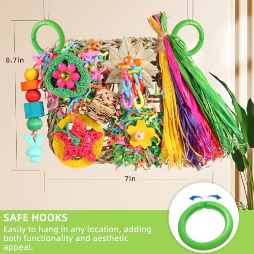 Bird Toys, Parakeet Toys Bird Foraging Toys Grass Mat Climbing Wall for Parakeet,Parrot,Cockatiel,Conure,Lovebird,Budgie Cage Small to Medium Birds (Warm Sun) - color: Warm Sun