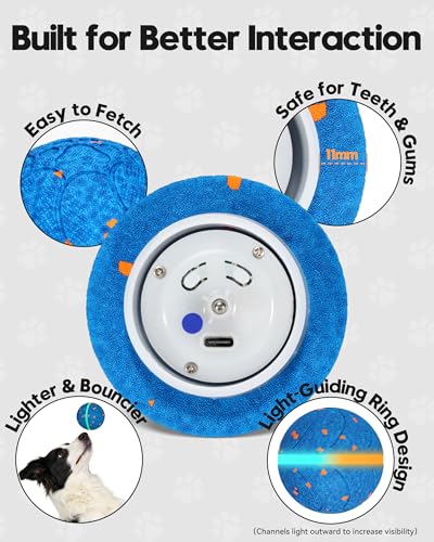 Smart Interactive Dog Balls, Automatic Moving Ball for Medium Dogs, ETPU New Material, Motion Activated Rolling & Rotating Bouncy Toy for Dog Enrichment & Stimulation（Deep Blue） - color: Deep Blue