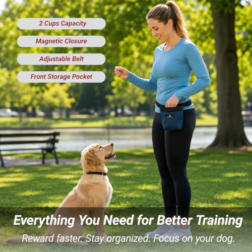Dog Treat Pouch for Training, Magnetic Closure, Hands-Free (Gray) - color: Grey