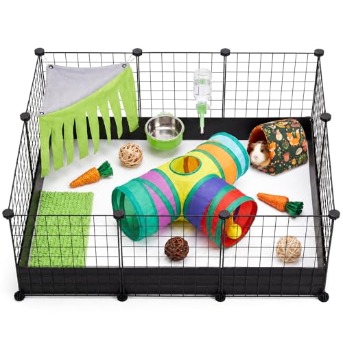 Guinea Pig Starter Kit, 12-Piece Cage Set,Stylish Style,Green - color: Green, style: Stylish Style