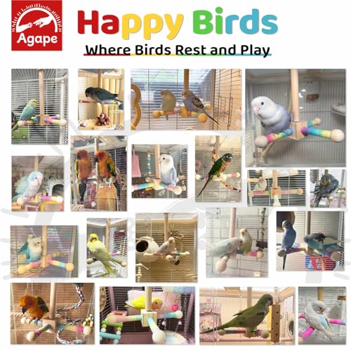 Agape 360° Rotating Bird Perch Stand, Wooden Parrot Exercise Toy - size: Small