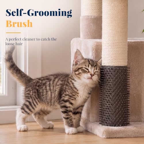 Hey-brother Cat Tree Tower with Extra Large Platform, Big Condo, MPJ070MU - color: Muchroom, size: 51.1 inches