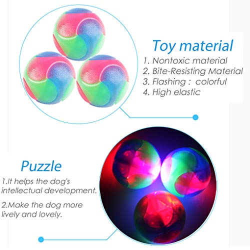 4 pcs Light Up Dog Balls Flashing Elastic Ball Glow in The Dark Interactive Pet Toys for Puppy, Cats, Dogs - color: 4 pcs smooth balls