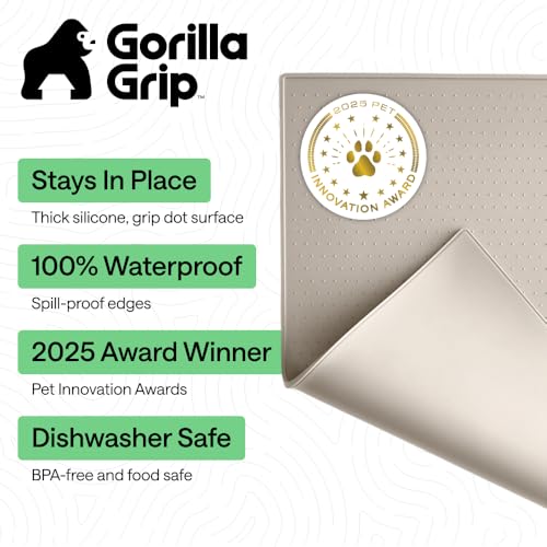 GORILLA GRIP Dog Food Mat, 100% Waterproof Silicone, 32x24 Beige - color: Beige, size: 32"l X 24"w