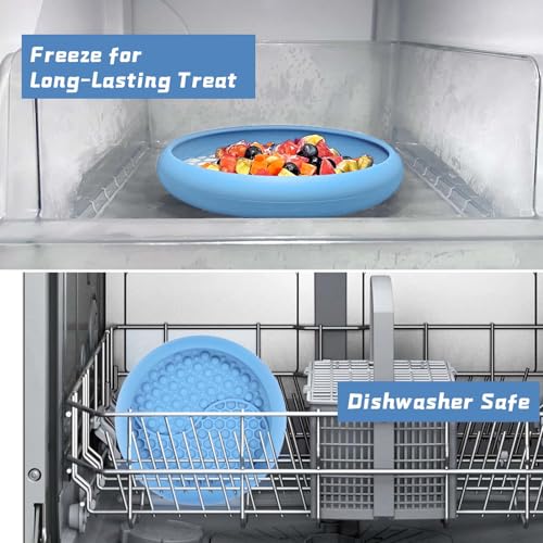 Dog Lick Bowl, Non-Slip Lick Mat Slow Feeder for Dogs & Cats - color: Light Blue, size: Large