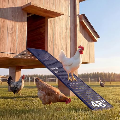 Lilyang Heavy-Duty Metal Chicken Coop Ladder Ramp, 48.0″L*10.2″W - color: Blue, size: 48.0″L*10.2″W