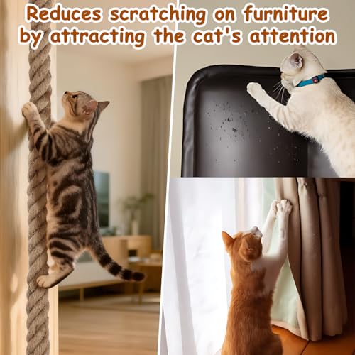 2" x 4.92Ft Cat Climbing Jute Rope with Hook for Wall Mounting - size: 59 IN(1.5M)