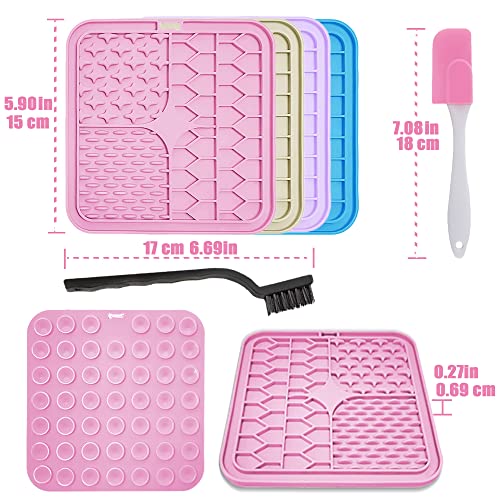 Lick Mat for Dogs and Cats，Cat Licking Pad with Suction Cups for Dog Anxiety Relief，Dog Peanut Butter Lick Pads for Dogs Perfect for Bathing Grooming,Slow Feeders for Dogs and Cats,4Pack