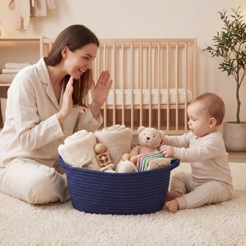 woric Navy Blue Baskets for Gifts Empty Small Woven Gift Basket - color: Navy Blue
