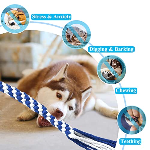 ASOCEA 3 Pack Dog Rope Toy, Flirt Pole Lure for Puppy Small Medium Dog - color: Blue+Orange