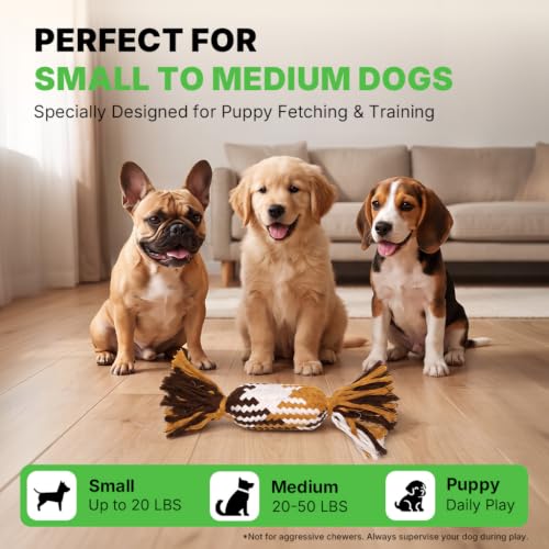 Dog Squeak Toy, Interactive Cotton Dog Rope Toy, Dog Toys to Keep Them Busy - color: Candy Chew