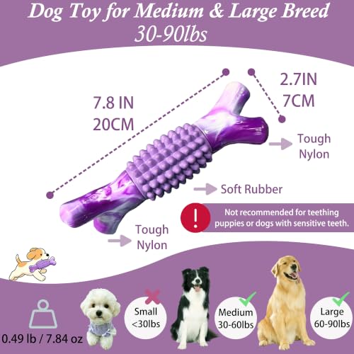 Dog Toys for Aggressive Chewers, Tough Stick Chew Bone - color: 01-Purple
