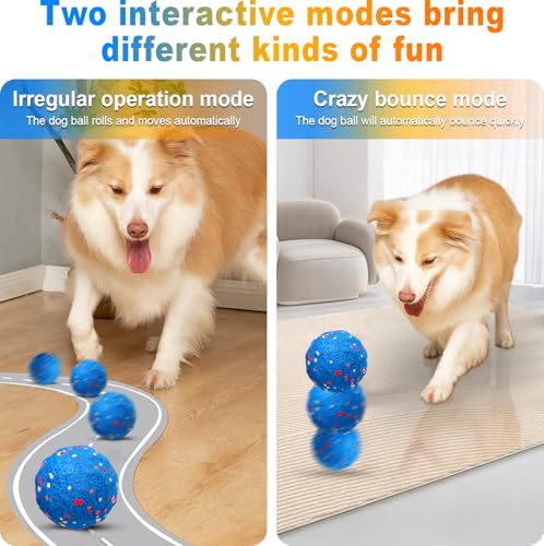 Interactive Dog Ball for Small & Medium Dogs, Automatic Moving Dog Ball with Rolling & Bouncing Modes, USB-C Rechargeable Interactive Dog Toy, Durable Lightweight ETPU Shell, Motion Activated Pet Ball - color: Blue