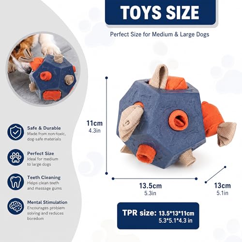 Dog Snuffle Ball - Upgrade Ball Interactive Puzzle Dog Toys, Foraging Truffle Pads Puppy Snack Dispenser Slow Feeder Suitable for Any Size Pet with Squeaky Carrot Toys (Blue) - color: Blue