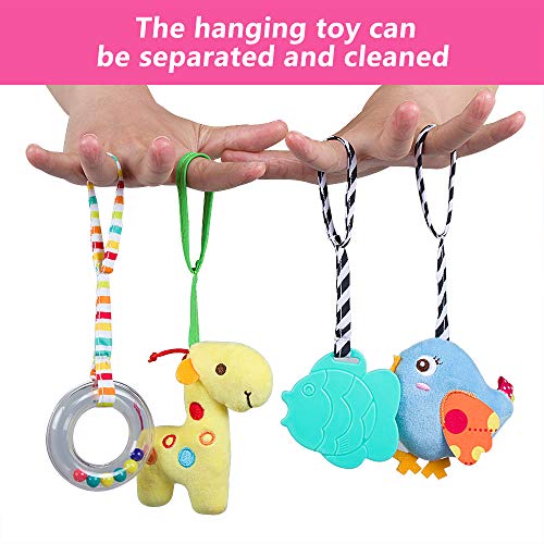 Caterbee Baby Car Seat Toys, Soft Hanging Plush Toy with Rattle & Teether, Sensory Development Toy for Infants 0 Months up (Elephant) - color: Blue--elephant