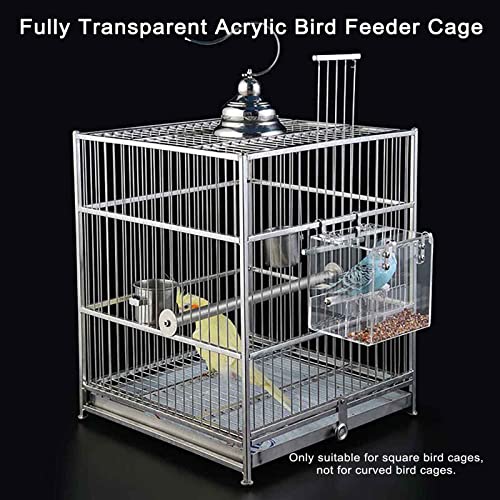 Automatic Acrylic Bird Feeder No Mess Bird Feeder Cage for Small Birds - size: L: 6.2" x 6.3" x 6.3"