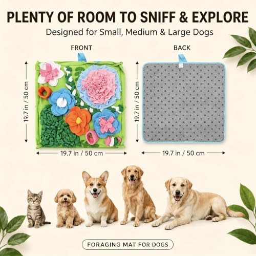 Snuffle Mat for Dogs, Interactive Dog Puzzle Toy & Slow Feeder - size: 19.7"L x 19.7"W