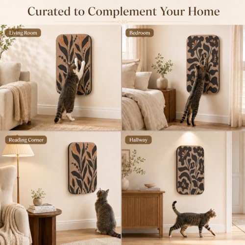 2 Pack Cat Wall Scratcher, Art Cat Scratching Board for Cats - color: Black & White 2
