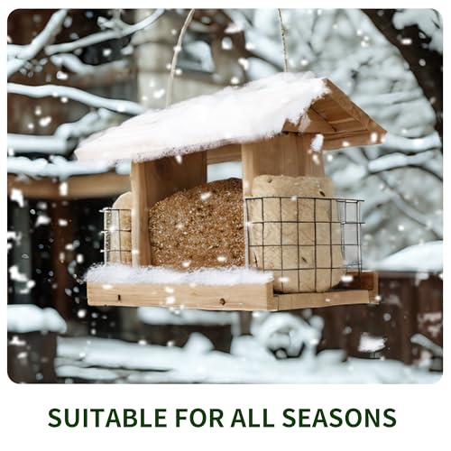 Solution4Patio Squirrel-Proof Cedar Hopper Bird Feeder, Dual Suet Holder - style: Rectangle