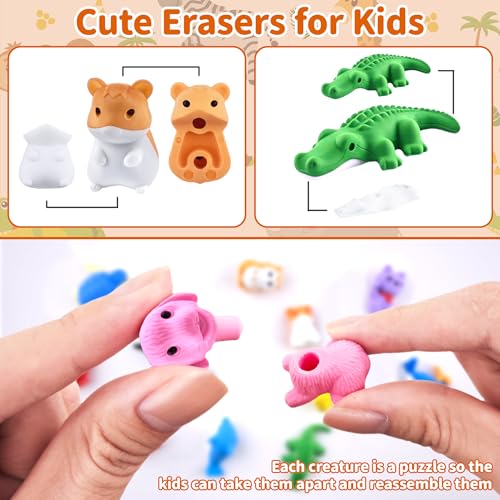 30 Pack Shark Erasers for Kids,3D Take Apart Animal Eraser Desk Pets for Boys Girls Classroom Prizes,Game Reward,Easter Egg Fillers,Back to School Supplies,Goodie Bag Stuffers,Party Favors - color: Shark, size: 30 PCS