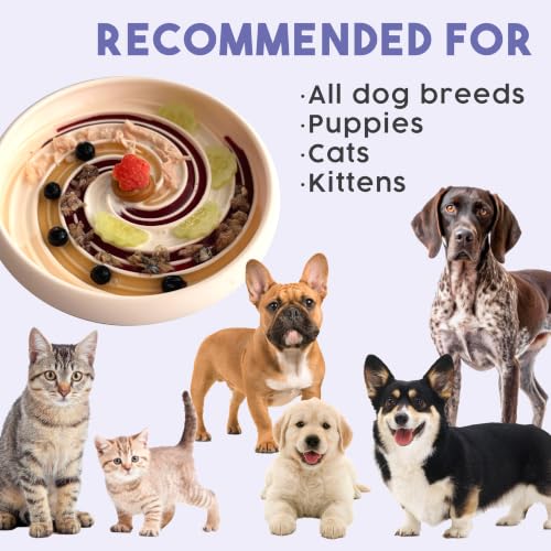 Large Lick Dish - Silicone Lick Mat + Slow Feeder for Cats & Dogs (Almond) - color: Almond, size: Large