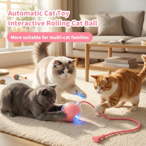 Cat Toys for Indoor Cats Smart Automatic Ball Moving Chase Dogs Toy, Pink - color: A3-Pink
