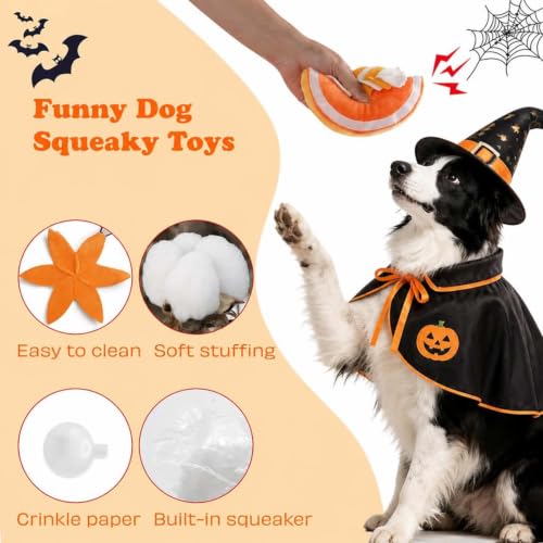 Nocciola Halloween Pumpkin Dog Toys, Hide and Seek Snuffle Plush Dog Toy for Small Dogs, Puppy Squeaky Toy with Crinkle Papers for Boredom - color: Yellow