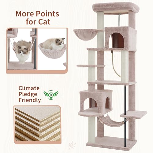 Gitelsnour Cat Tree, Cat Tower with Sturdy Steel Tube, Large Perch GCT024MU - color: Muchroom, size: 70.5 inches
