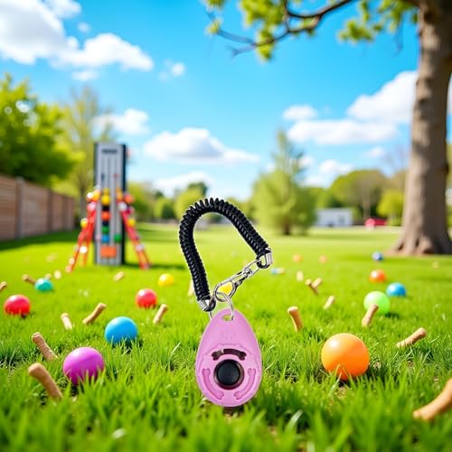 1pc Pink Clicker Easy to Use with Button Dog Training Accessories Strong and Long-Lasting,Training and Behavior Aids